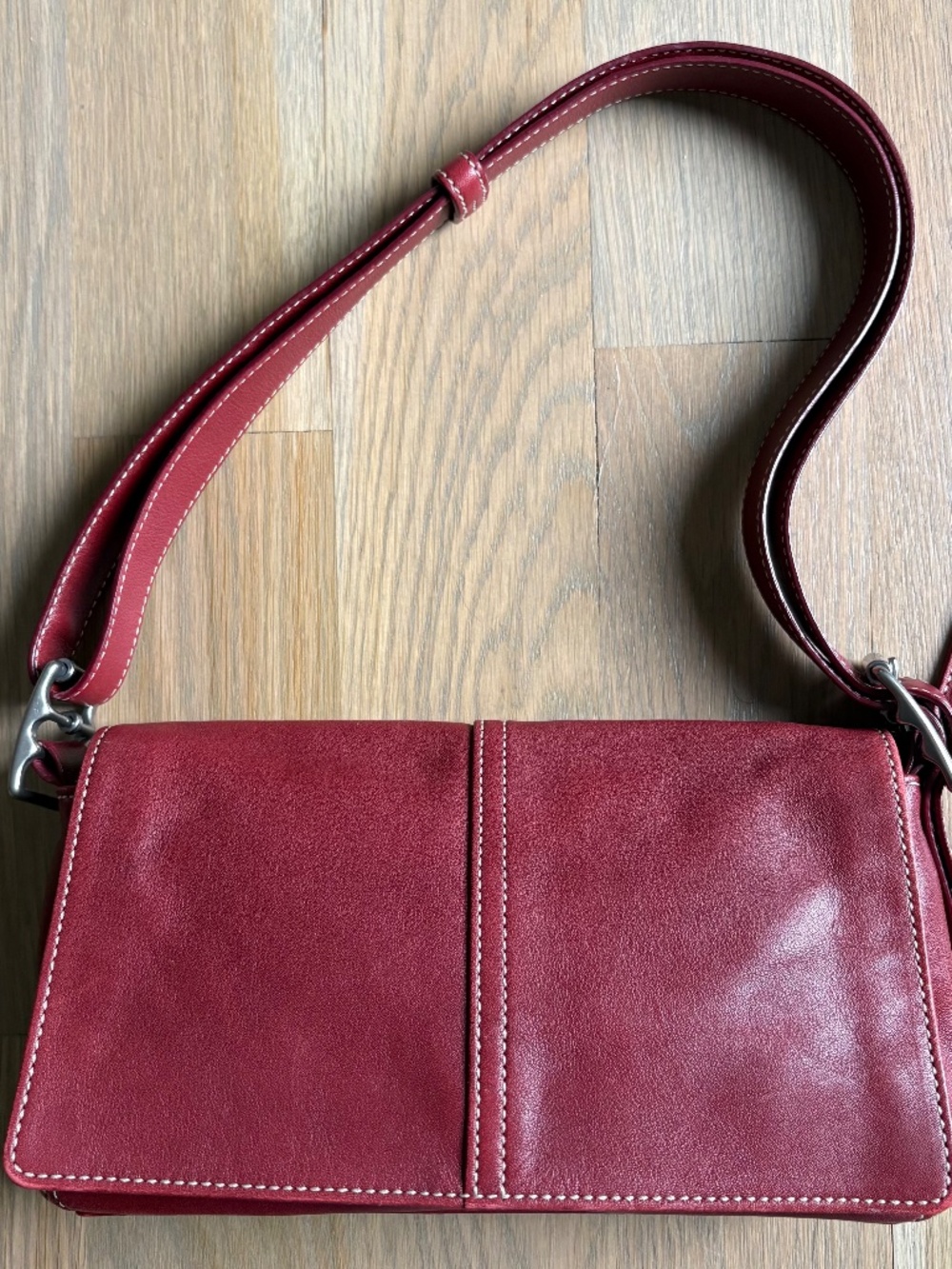 Vintage Coach LEGACY Flap over Small RED Shoulder Bag Handbag